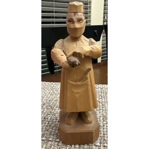 Vintage Wood Anri Doctor Heart Surgeon Wooden Statue Carved Italy 7" Figurine